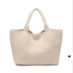 Sol and Selene cream woven neoprene tote